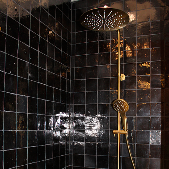 carrelage noir douche italienne 