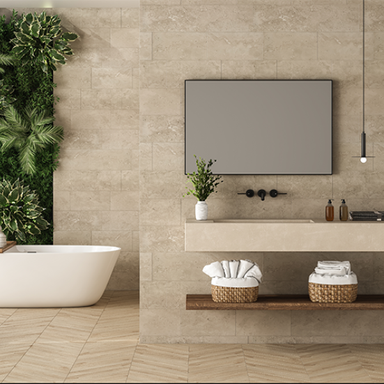 salle de bain avec plantes